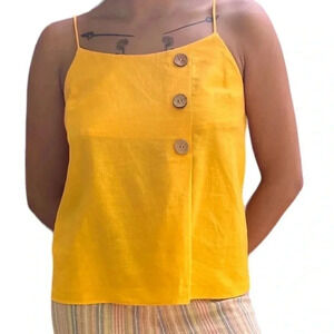TopShop linen cami, spaghetti straps, 6, yellow, loose fit sleeveless summer top